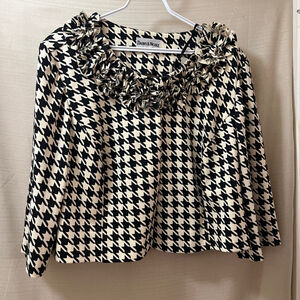 Danny & Nicole houndstooth ruffled open front blazer size 24W (3x) classic